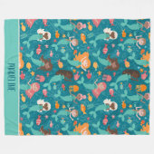 Whimsical Mermaids under the Zee Blauwgroen Fleece Deken (Voorkant (Horizontaal))