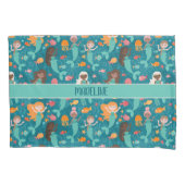 Whimsical Mermaids under the Zee Blauwgroen Kussensloop (Voorkant)