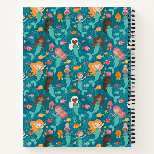 Whimsical Mermaids under the Zee Blauwgroen Notitieboek (Achterkant)