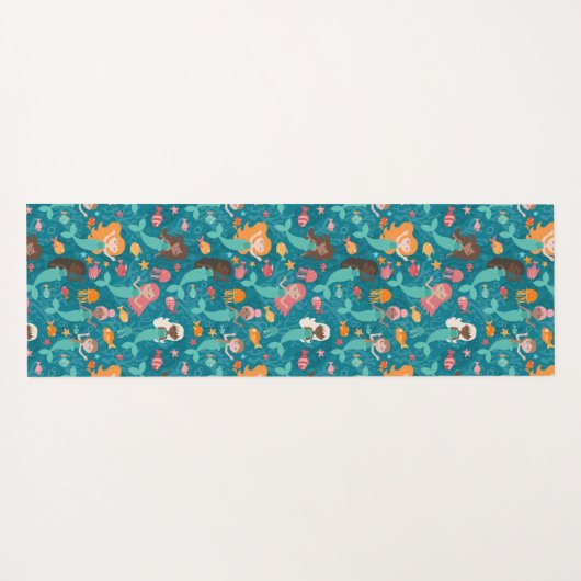 Whimsical Mermaids under the Zee Blauwgroen Yogamat (Achterkant (horizontaal))