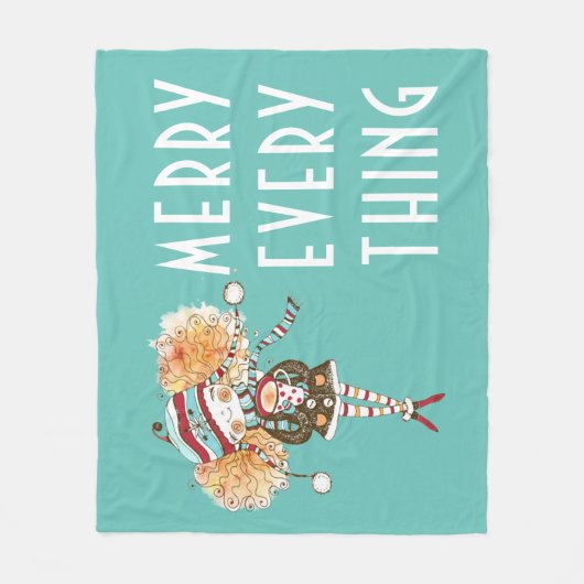 Whimsical Merry Alles kerst Fleece Deken (Voorkant)