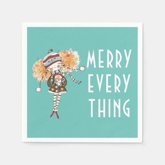 Whimsical Merry Alles kerst Servet (Voorkant)