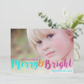 Whimsical Merry & Bright Christmas Holiday Foto Feestdagenkaart (Staand voorkant)