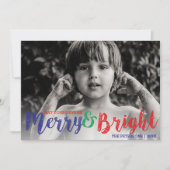 Whimsical Merry & Bright Christmas Holiday Foto Feestdagenkaart (Voorkant)