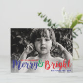 Whimsical Merry & Bright Christmas Holiday Foto Feestdagenkaart (Staand voorkant)