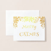 Whimsical Merry Catmus Cats kerstkaarten Folie Kaarten (Voorkant met envelop)