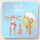 Whimsical Merry Chris Moose - Oh Zo Jolly Bier Onderzetter (Voorkant)