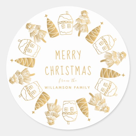 Whimsical Merry Christmas Custom Envelope Seal Ronde Sticker (Voorkant)