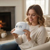 Whimsical Merry Christmas Festive Trees Blue Gold Trucker Pet