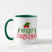 Whimsical Merry Christmas Mok met Green Elf Pet (Links)