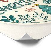 Whimsical Merry Christmas Ronde Sticker met Boom Poster (Hoek)