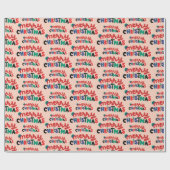 Whimsical Merry Christmas Text Sweet Gift Naadloos Cadeaupapier (Vlak)