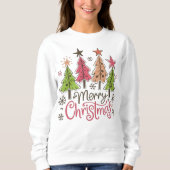 Whimsical Merry Christmas Trees Winter Snowflakes Trui (Voorkant)