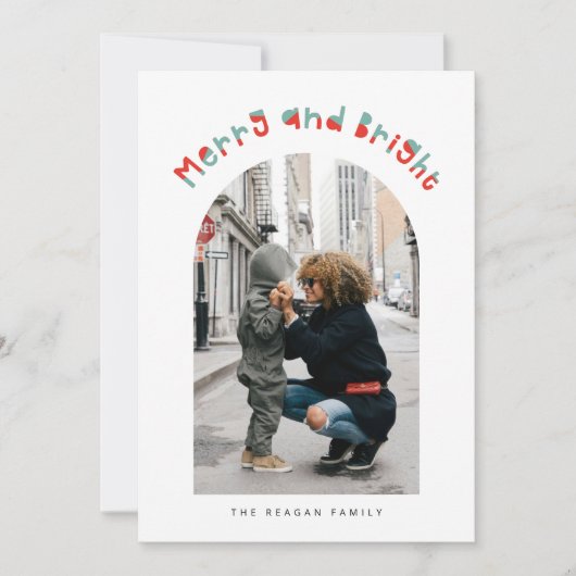 Whimsical Merry en Bright Arch Lijst Christmas Feestdagenkaart (Voorkant)