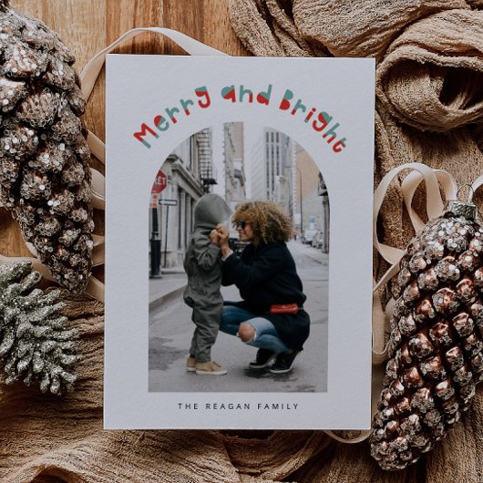 Whimsical Merry en Bright Arch Lijst Christmas Feestdagenkaart