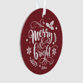 Whimsical Merry en Bright Festive Holiday Foto Ornament (voorkant)