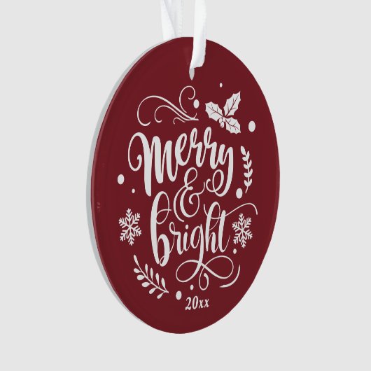 Whimsical Merry en Bright Festive Holiday Foto Ornament (voorkant)