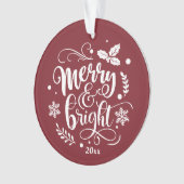 Whimsical Merry en Bright Festive Holiday Foto Ornament (voorkant)