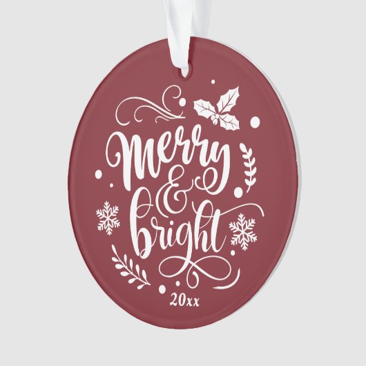 Whimsical Merry en Bright Festive Holiday Foto Ornament (voorkant)