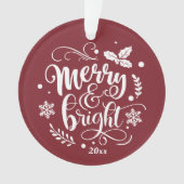Whimsical Merry en Bright Festive Holiday Foto Ornament (voorkant)