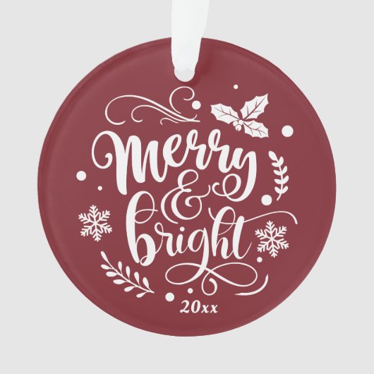 Whimsical Merry en Bright Festive Holiday Foto Ornament (voorkant)