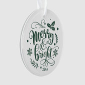 Whimsical Merry en Bright Festive Holiday Foto Ornament (voorkant)