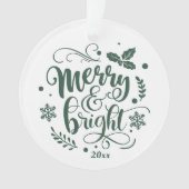 Whimsical Merry en Bright Festive Holiday Foto Ornament (voorkant)