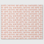 Whimsical Merry Happy Nieuwjaar Red Wrapp Cadeaupapier (Vlak)