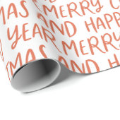 Whimsical Merry Happy Nieuwjaar Red Wrapp Cadeaupapier (Rol Hoek)