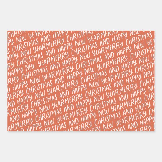 Whimsical Merry Happy Nieuwjaar Wrapping Inpakpapier Vel (Voorkant 2)