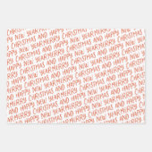 Whimsical Merry Happy Nieuwjaar Wrapping Inpakpapier Vel (Voorkant)