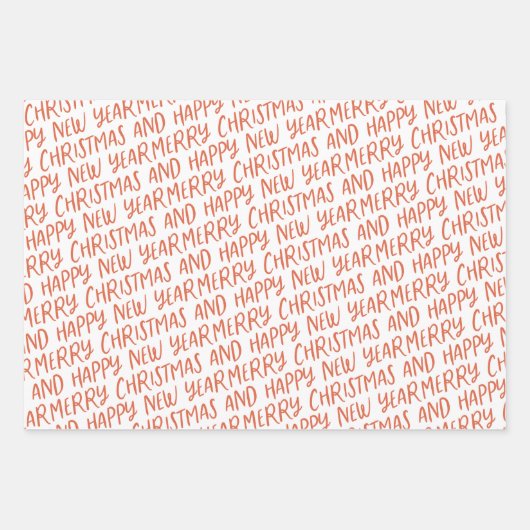 Whimsical Merry Happy Nieuwjaar Wrapping Inpakpapier Vel (Voorkant)