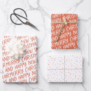 Whimsical Merry Happy Nieuwjaar Wrapping Inpakpapier Vel
