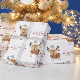 Whimsical Merry kerst Deer  Cadeaupapier