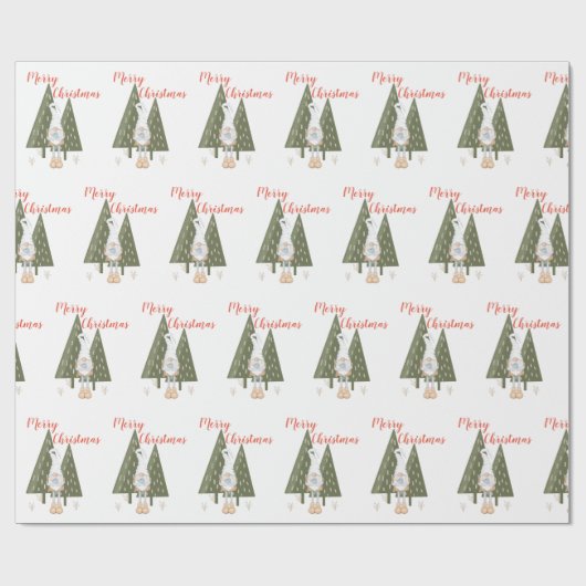 Whimsical Merry kerst Gnome Cadeaupapier (Vlak)