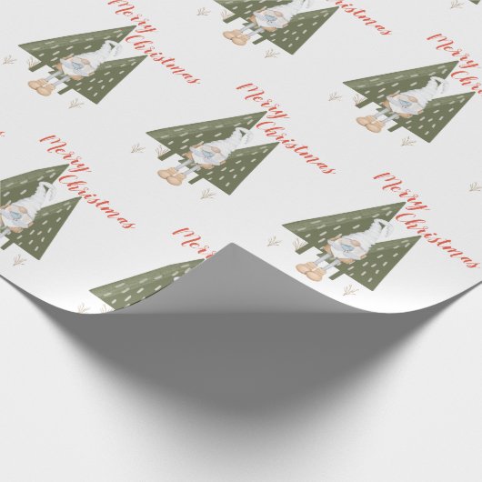 Whimsical Merry kerst Gnome Cadeaupapier (Hoek)