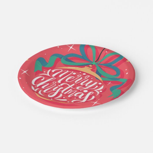 Whimsical Merry kerst | Kerstmis Papieren Bordje (Gekanteld)