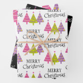 Whimsical Merry-kerstbomen Inpakpapier Vel (In situ)