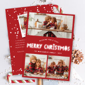 Whimsical Merry Kerstmis Glow Modern Chic 3 Foto Feestdagenkaart