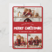 Whimsical Merry Kerstmis Glow Modern Chic 3 Foto Feestdagenkaart (Voorkant)