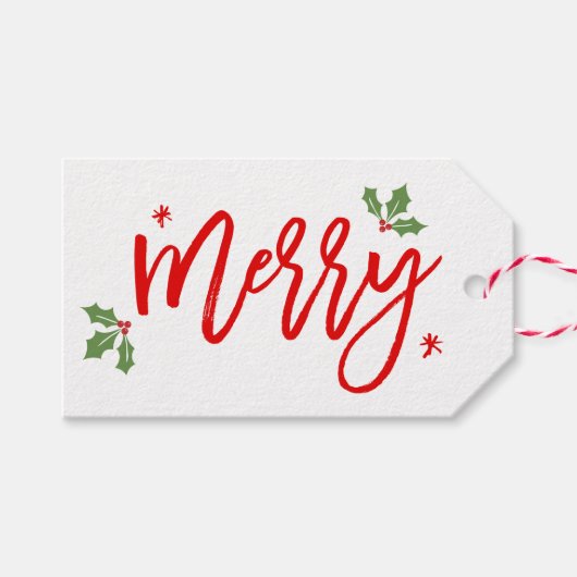 Whimsical Merry kersttijdschrift Cadeaulabel (Voorkant (Horizontaal))