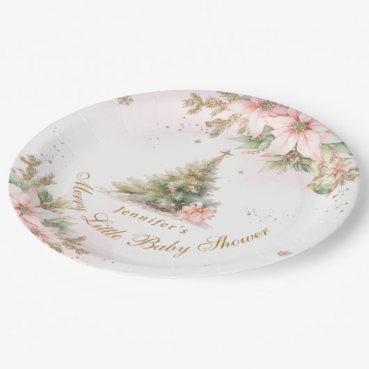 Whimsical Merry Little Baby shower Roze goud Papieren Bordje (Gekanteld)