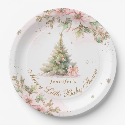 Whimsical Merry Little Baby shower Roze goud Papieren Bordje (Voorkant)