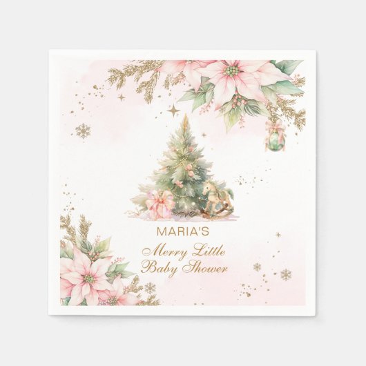 Whimsical Merry Little Baby shower Roze goud Servet (Voorkant)