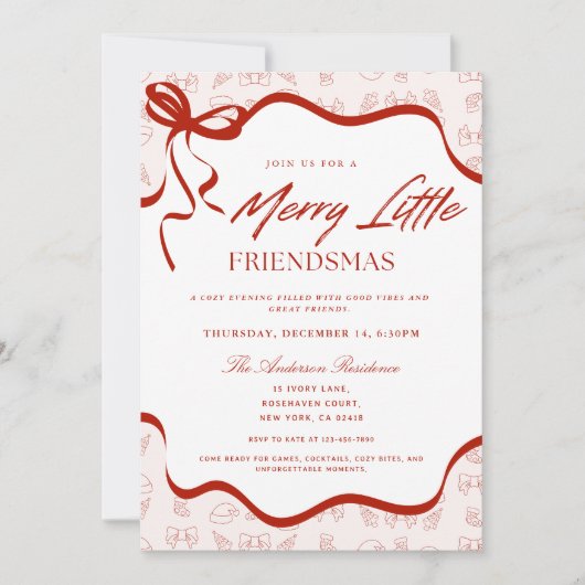 Whimsical Merry Little Friendsmas Christmas Party Kaart (Voorkant)
