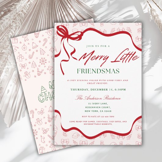 Whimsical Merry Little  Friendsmas Christmas Party Kaart