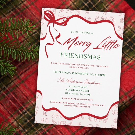 Whimsical Merry Little  Friendsmas Christmas Party Kaart