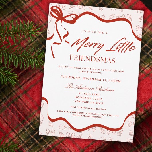 Whimsical Merry Little Friendsmas Christmas Party Kaart