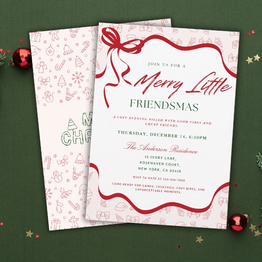 Whimsical Merry Little  Friendsmas Christmas Party Kaart
