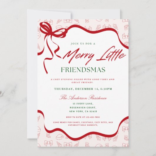 Whimsical Merry Little  Friendsmas Christmas Party Kaart (Voorkant)